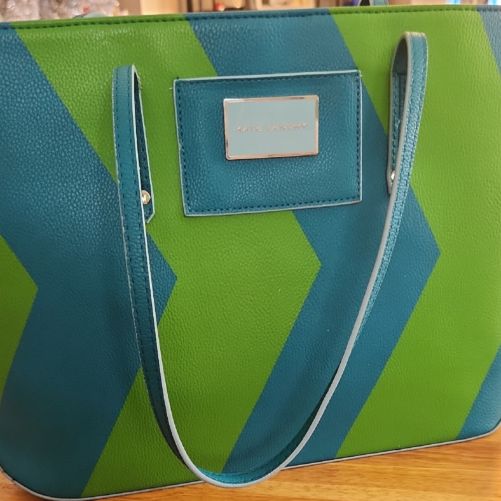Kate Landry Vibrant Green and Blue Totes